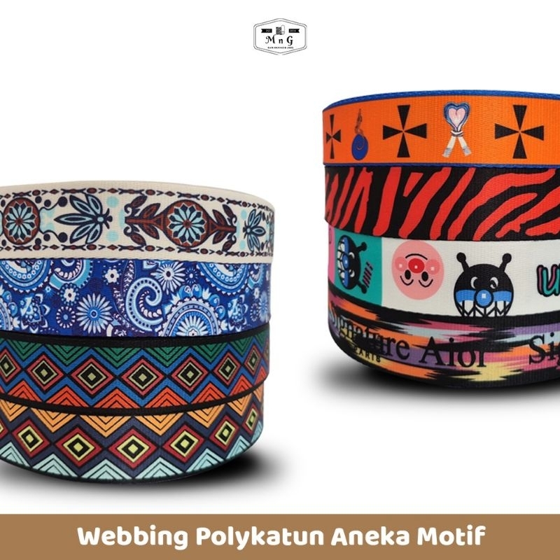 Webbing 3.8 cm Polykatun Aneka Motif (Meteran) #2