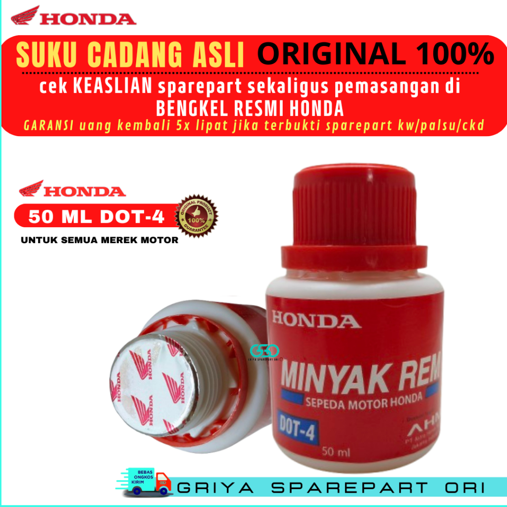 Minyak rem Motor Original HONDA Minyak rem Ori AHM DOT-4 Untuk Semua Motor