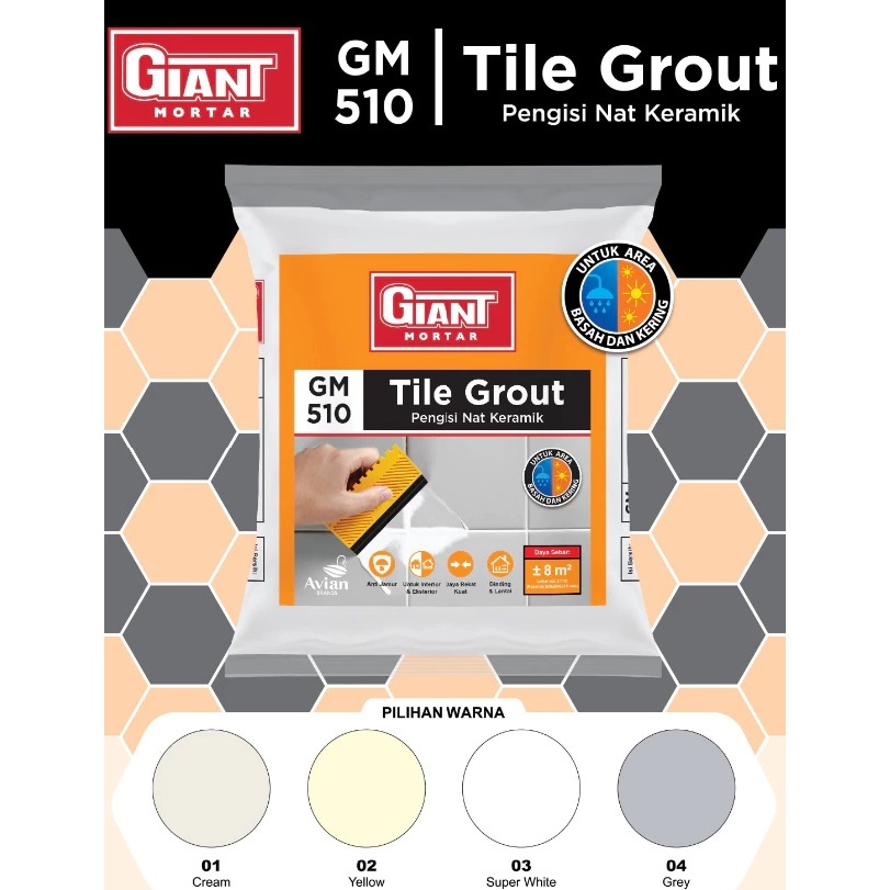 SEMEN NAT GIANT KERAMIK LANTAI DINDING TEMBOK TILE GROUT 1KG MORTAR 510