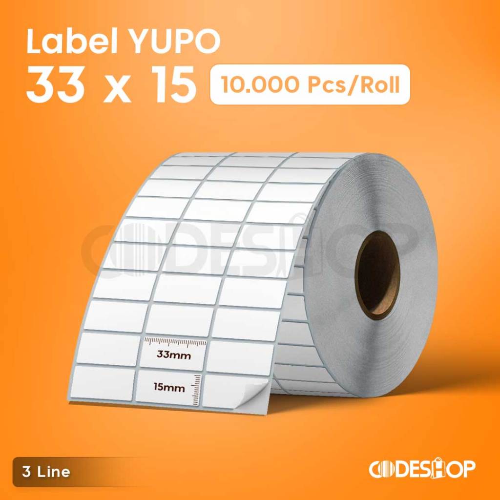 LABEL BARCODE 3LINE 33 X 15 KERTAS STICKER LABEL YUPO  33x15