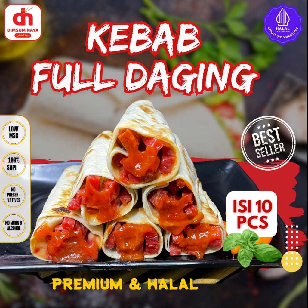 

TERLARIS!! KEBAB FROZEN FULL DAGING Premium & Halal isi 10 pcs