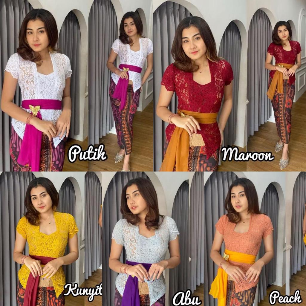 Kebaya Bali Brokat Sofia Strecth Melar Atasan Tradisional Lengan Pendek Kebaya Jadi Sofia Rumbai Str