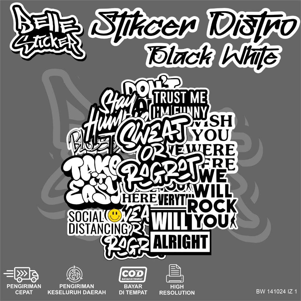 

Stiker Logo BW Hitam Putih Hyperbeast Grafiti Waterproof Sticker Tumbler Case Hp DIY Stiker Laptop