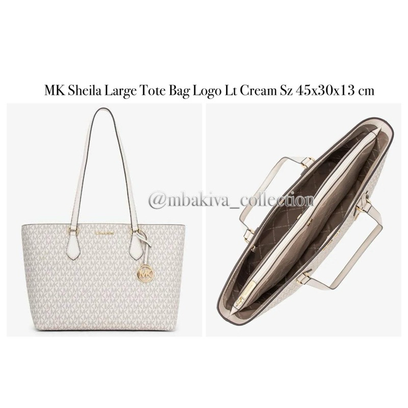 MK Sheila Large Tote Bag Logo Lt Cream
