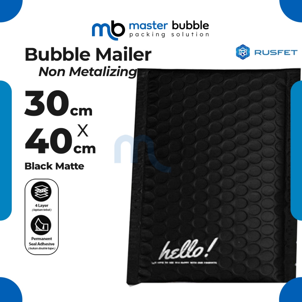 

Amplop Envelope Bubble Mailer Hitam 30 x 40 cm / Security Bag Mailer - Rusfet Harga Ecer Satuan