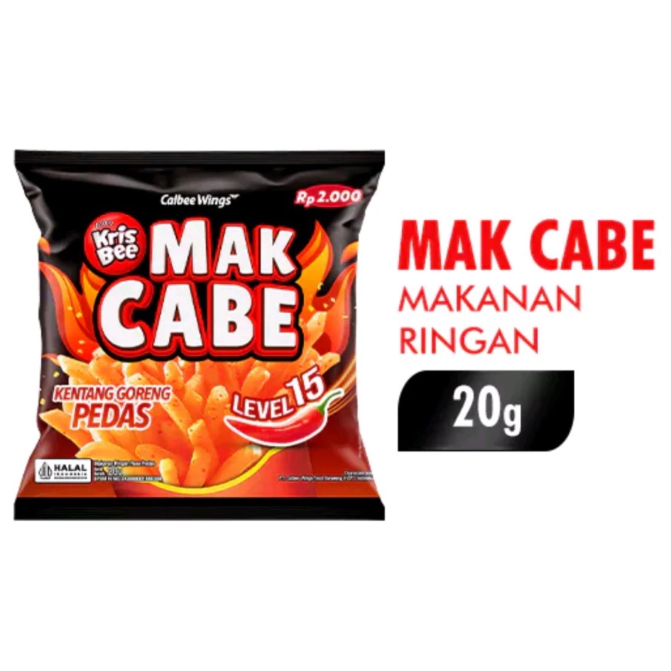 

Krisbee Mak Cabe Level 15 Snack 20gr Kentang Goreng Pedas