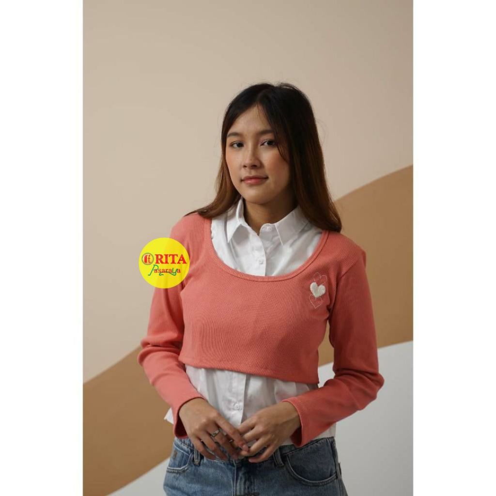 Missty Blouse Set Sweater Croptop Pink