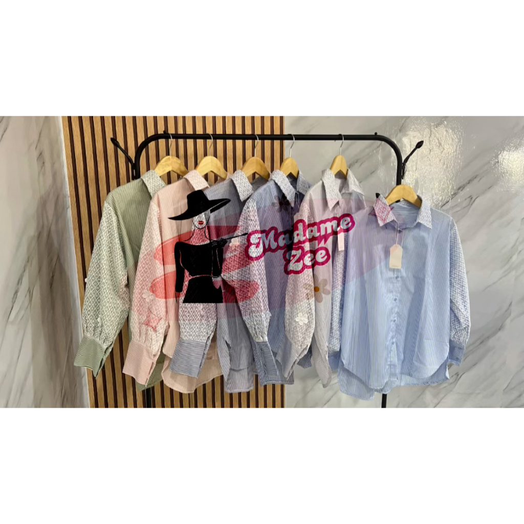 Kemeja wanita oversize salur
