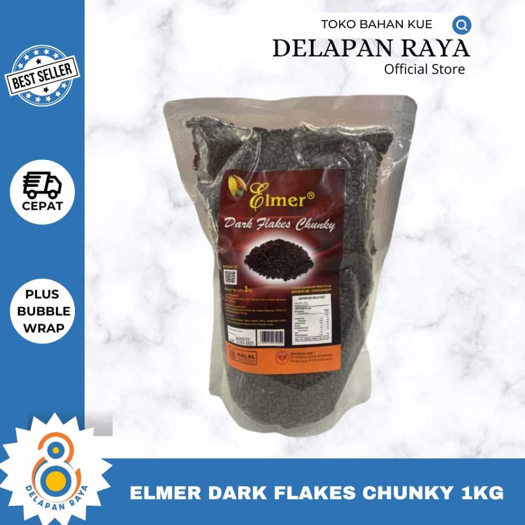 

ELMER FLAKES CHUNKY DARK COMPOUND CHOCOLATE 1KG / Topping butiran coklat -8Raya