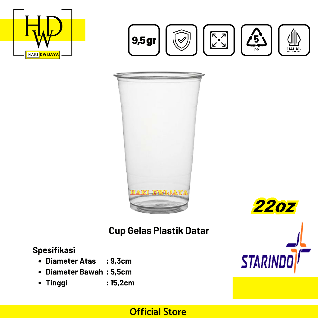 [50Pcs] Starindo Cup Datar 22oz 9,5gr