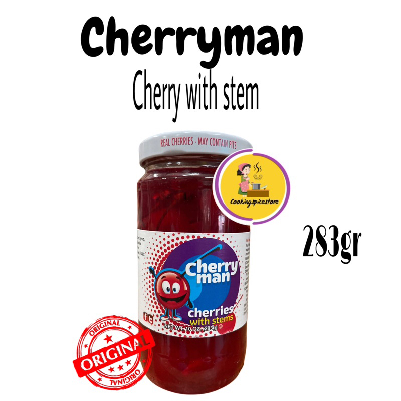 

Cherry Man Maraschino Red Cherry / Ceri Tangkai - 283 Gram