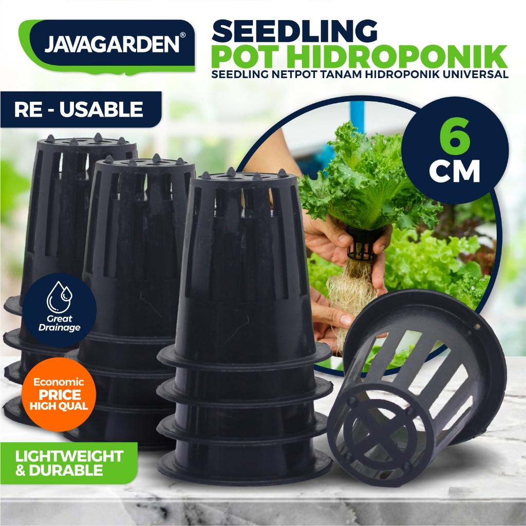javagarden - Pot Hidroponik 6cm NetPot Hidroponik Netpot Tanaman Hitam