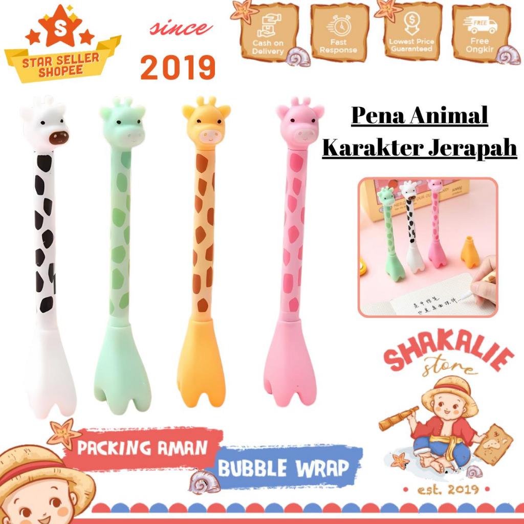 

Pena Tinta Hitam Karakter Hewan Lucu Model Animal Pen Gel Jerapah
