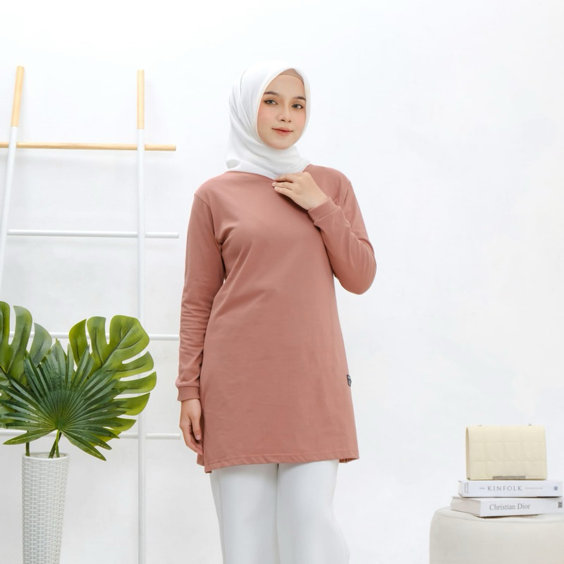 Baju tunic wanita polos lengan panjang/Tunic wanita polos/Baju Tunic muslim lengan panjang/Kaos tuni