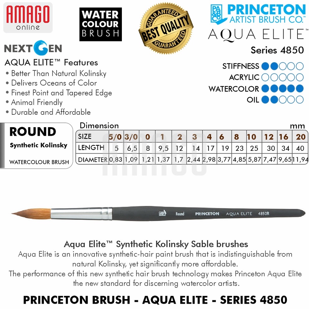 

KODE X44G Kuas PRINCETON Aqua Elite Brush Round 485 Series Pilih Ukuran