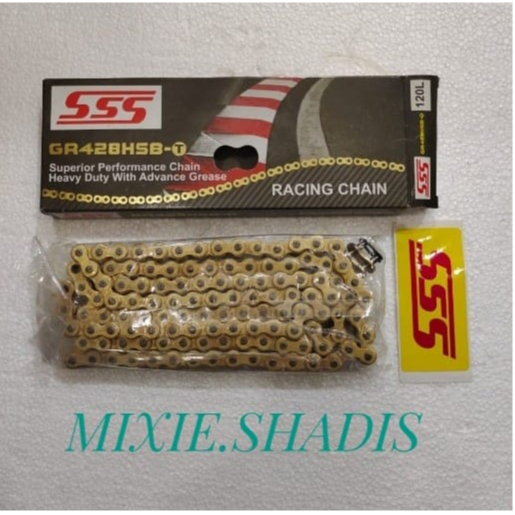 Rantai SSS Ukuran 428 HSBT Panjang 120 L Warna Gold