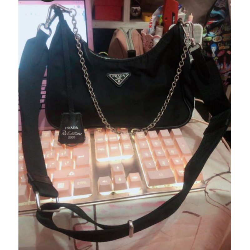 Pl prada mini nylon Mix leather re-edition 2005 Ori