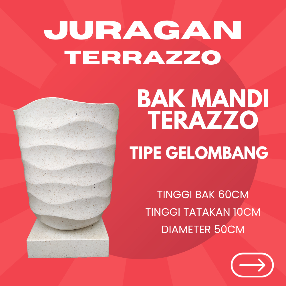 JURAGAN_TERAZZO - BAK MANDI TERASO TIPE GELOMBANG| MINIMALIS BAK AIR KAMAR MANDI BAK MANDI TERASO
