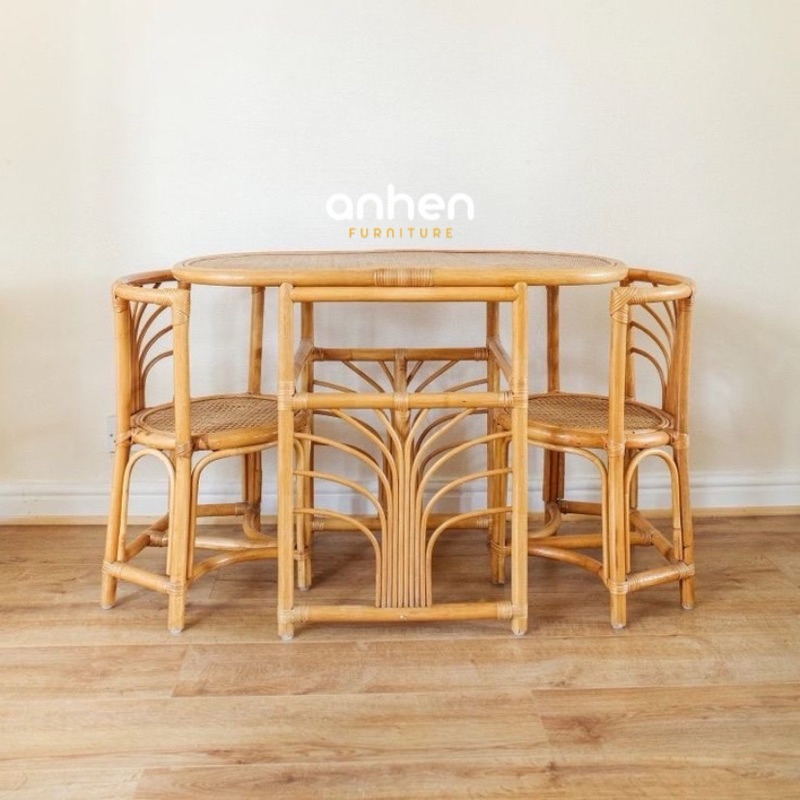 Set Kursi Meja Makan Rotan Alam / Dining Chair Rotan / Meja Makan Rotan / Kursi Makan Rotan