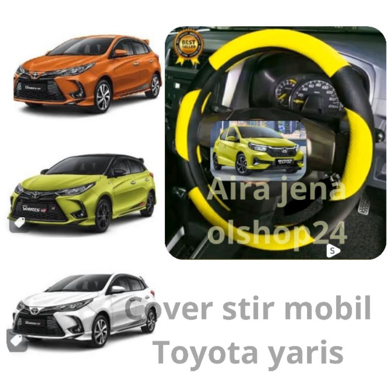 cover stir mobil Toyota yaris/ sarung stir mobil  yaris/ bungkus stir mobil yaris model sabit kekini
