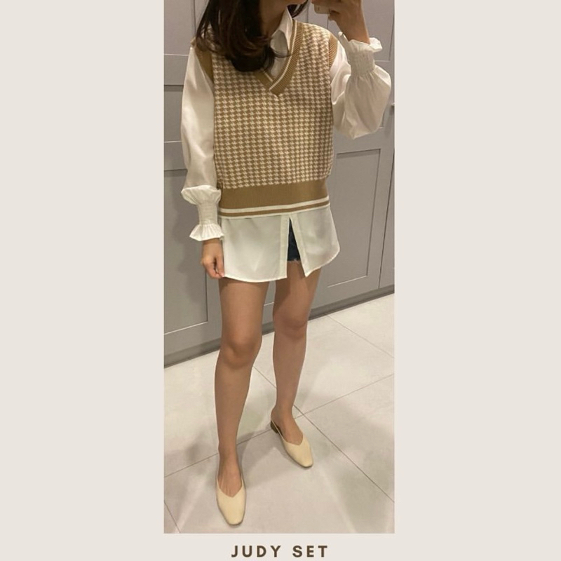 Bonbarrell Judy set (inner and outer) top atasan kemeja lengan panjang shirt blouse kaos knit rajut 