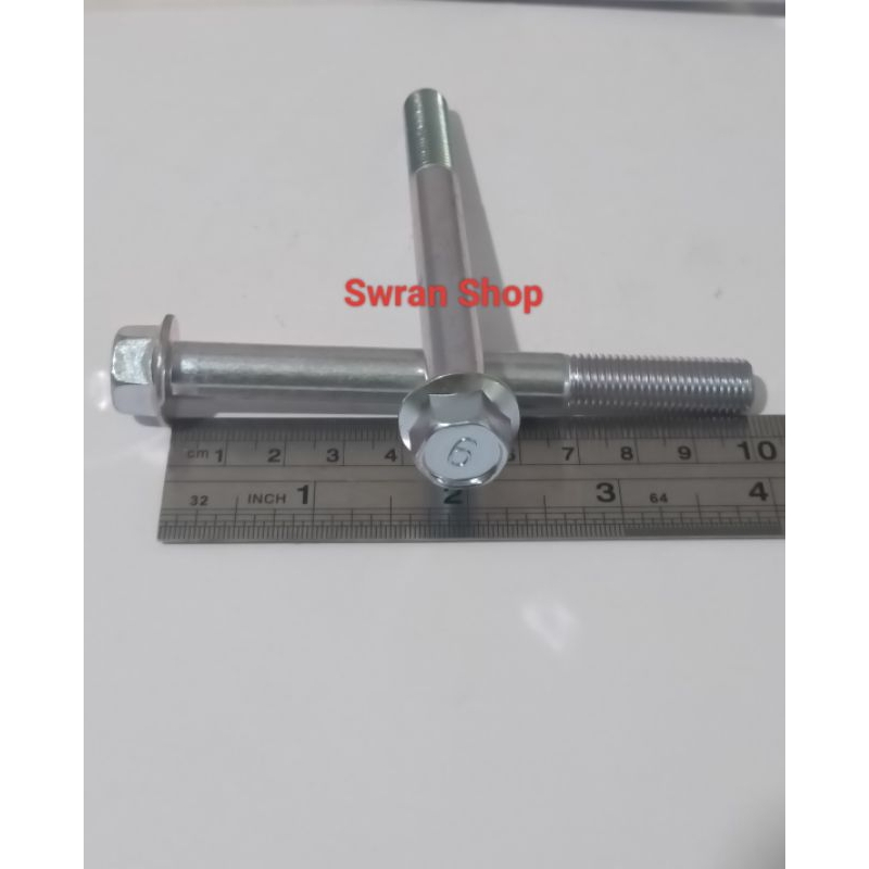 Baut Topi / Flange Bolt 14/10mm x 10cm Kunci 14 Warna Putih (Harga perpcs)