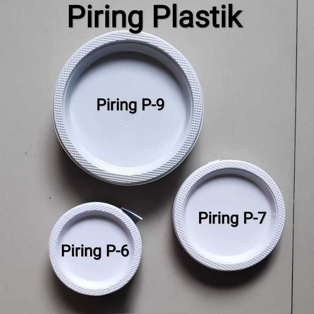 Piring Plastik Tebal Putih Susu 50pcs - P-9/P-7/P-6, Piring Sekali Pakai, Tempat Makanan
