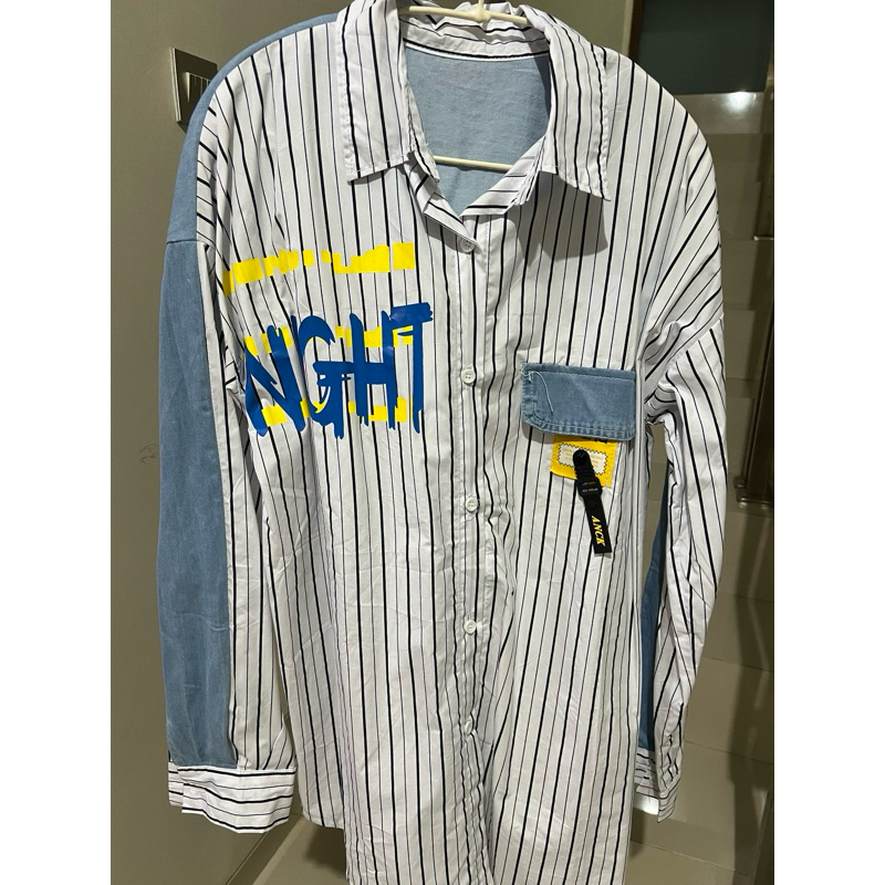 Kemeja katun mix jeans import bangkok