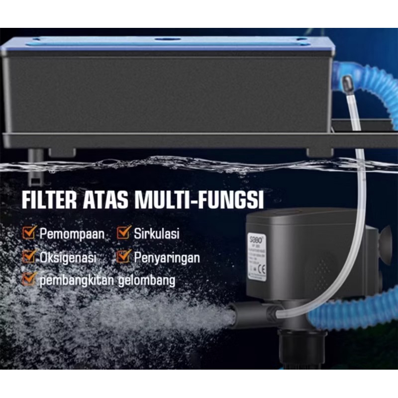MESIN TOP FILTER AQUARIUM BOX FILTER PEMBERSIH AQUARIUM AQUASCAPE LENGKAP