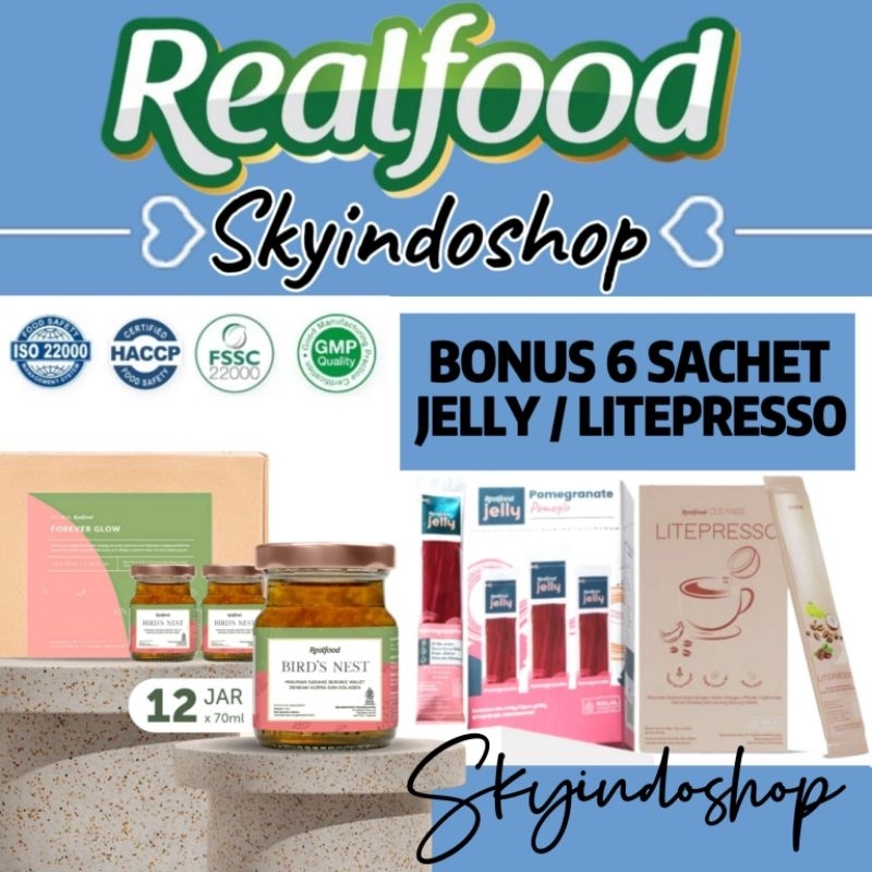 

Realfood Forever Glow ( P.12 Bonus 6 Sachet Jelly / Coffee ) Minuman Sarang Burung Walet Bpom Halal