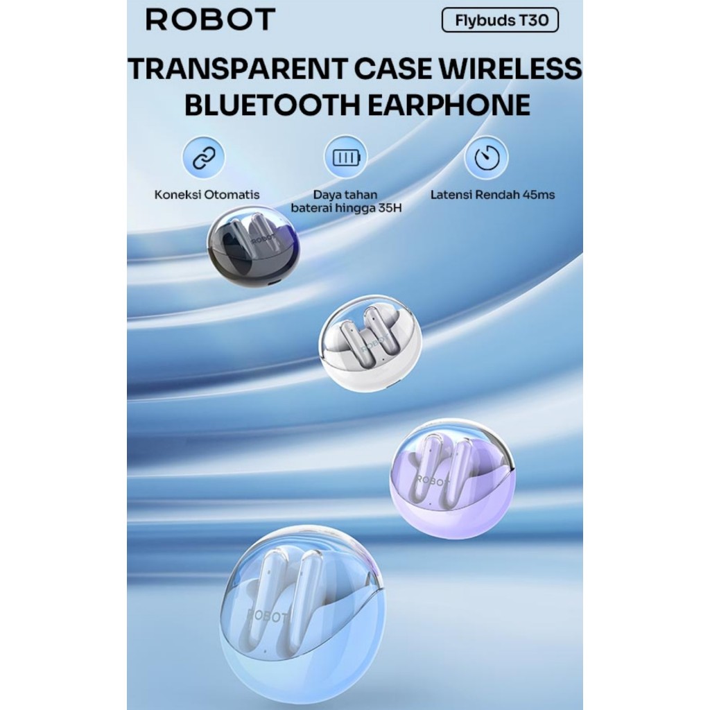 ROBOT TWS FLYBUDS T30 / HEADSET BLUETOOTH ROBOT TWS T30 ORIGINAL GARANSI RESMI 1TAHUN