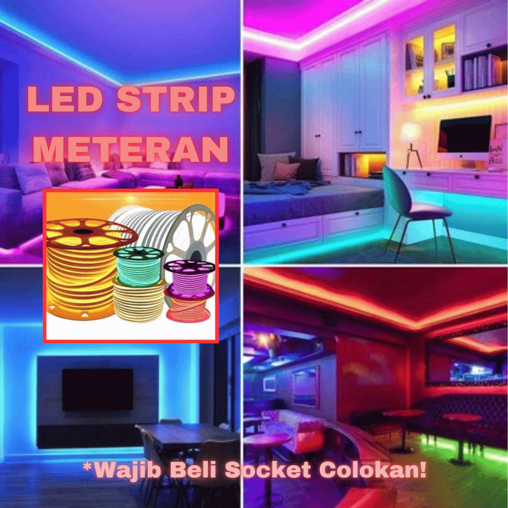 Lampu Neon LED Strip Dekorasi Wall Batten Hiasan Dinding Kamar Estetik Permeter