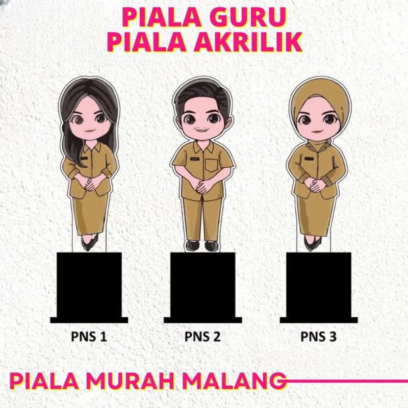 Piala Guru ( Baju Dinas Coklat ) Plakat Guru Hadiah Hari Guru Plakat Guru Cinderamata Guru Piala Pen