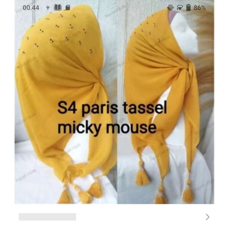 hijab segi empat mata Mickey paris,hijab murah,kerudung manik,segi empat tasel,hijab Payet tasel