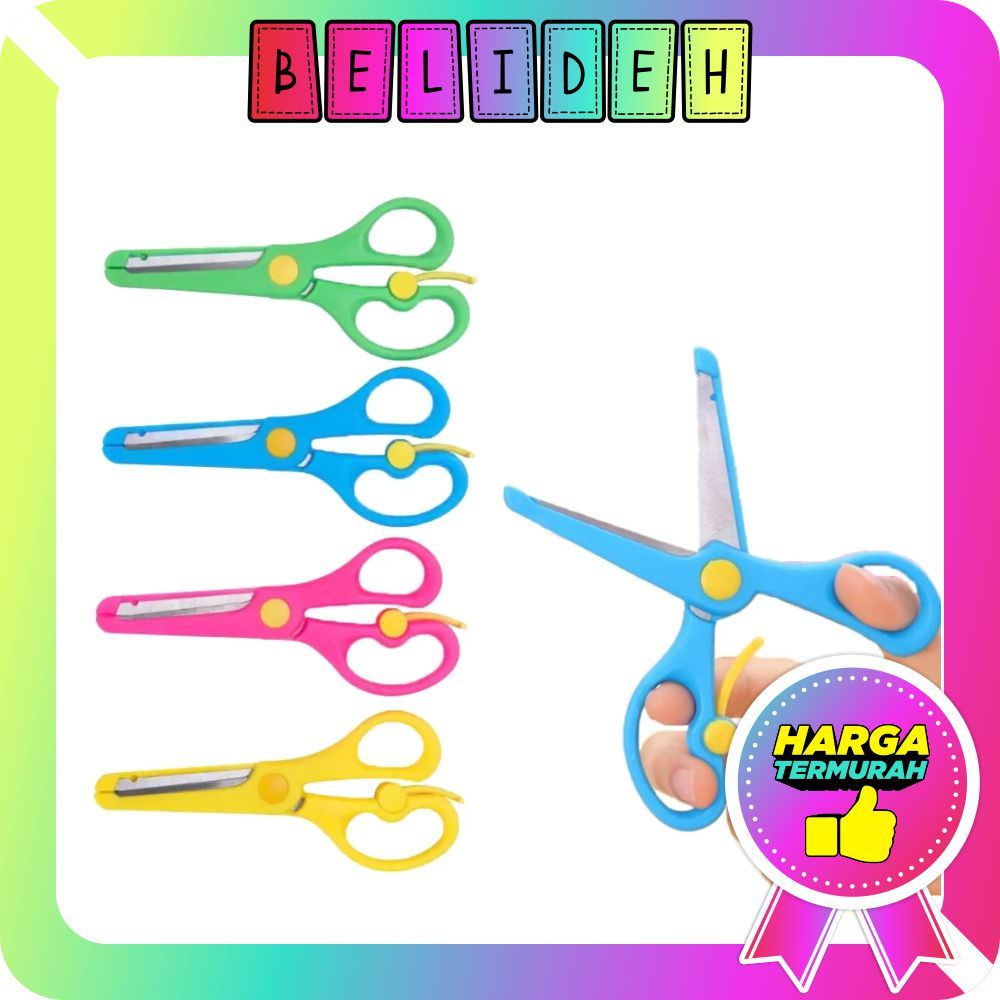 

☛BELIDEH☚ Gunting Anak / Gunting Kertas Mini Gunting Pengaman Anak Warna Warni / Gunting Plastik Ujung Tumpul / Gunting Aman Safety Scissors R1153
