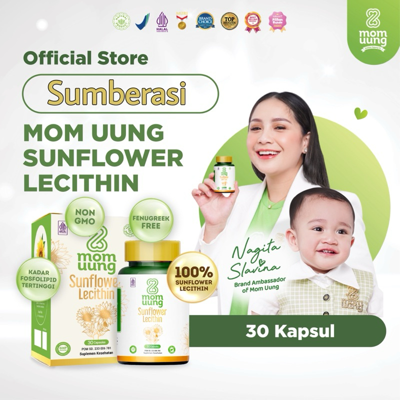 Mom Uung Special Bundling Lecithin 30 kapsul & ASI Booster 60 Kapsul - Halal Bpom - Non GMO - Fenugr