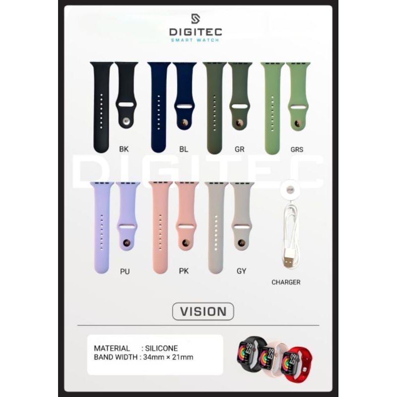 Strap dan Charger Jam tangan Smartwatch Digitec VISION Original