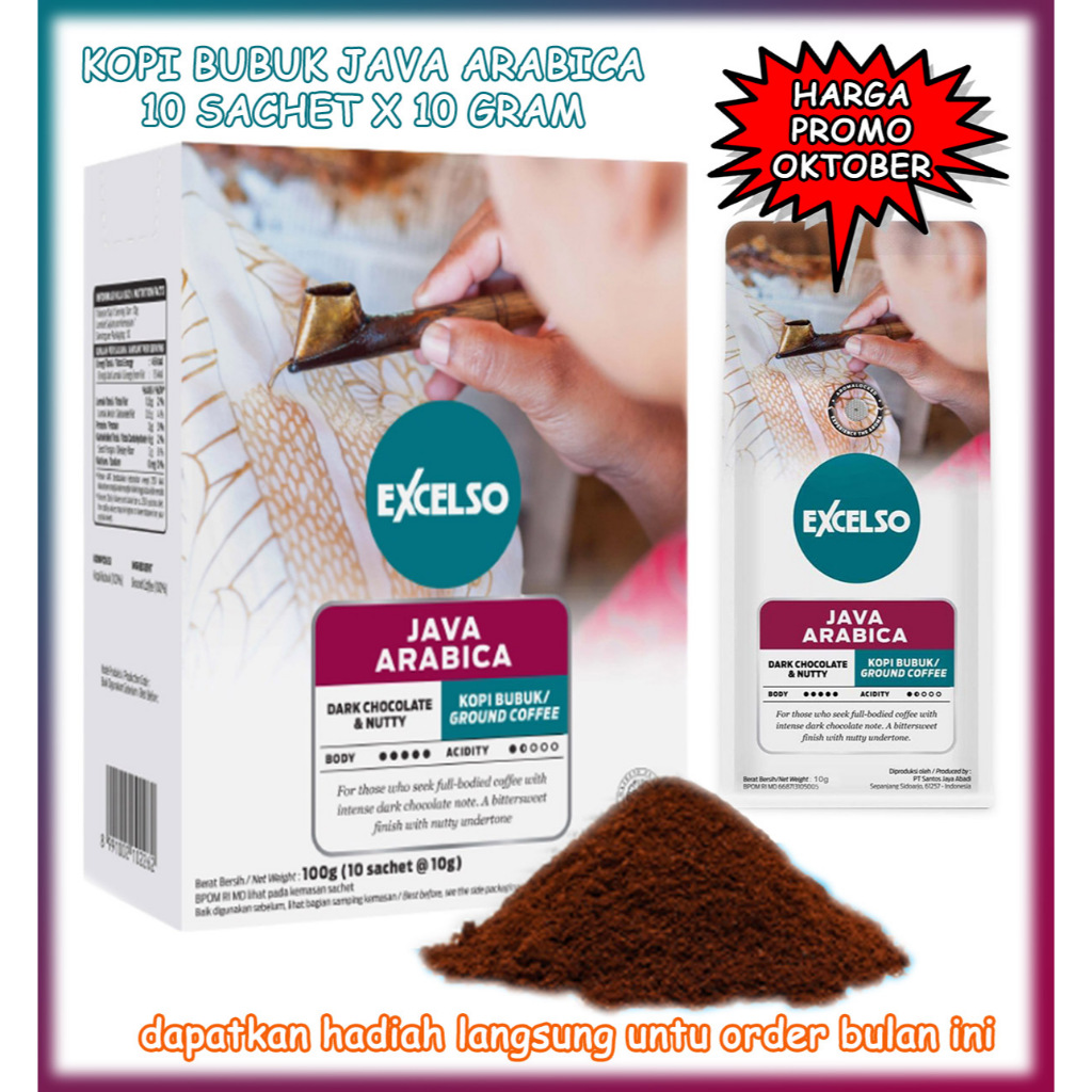 

Kopi Excelso Java Arabica kemasan Box Isi 10 x 10gram