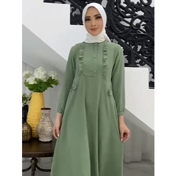 Gamis Tanggung Matt Crinkle Serut Depan by Ades Collection