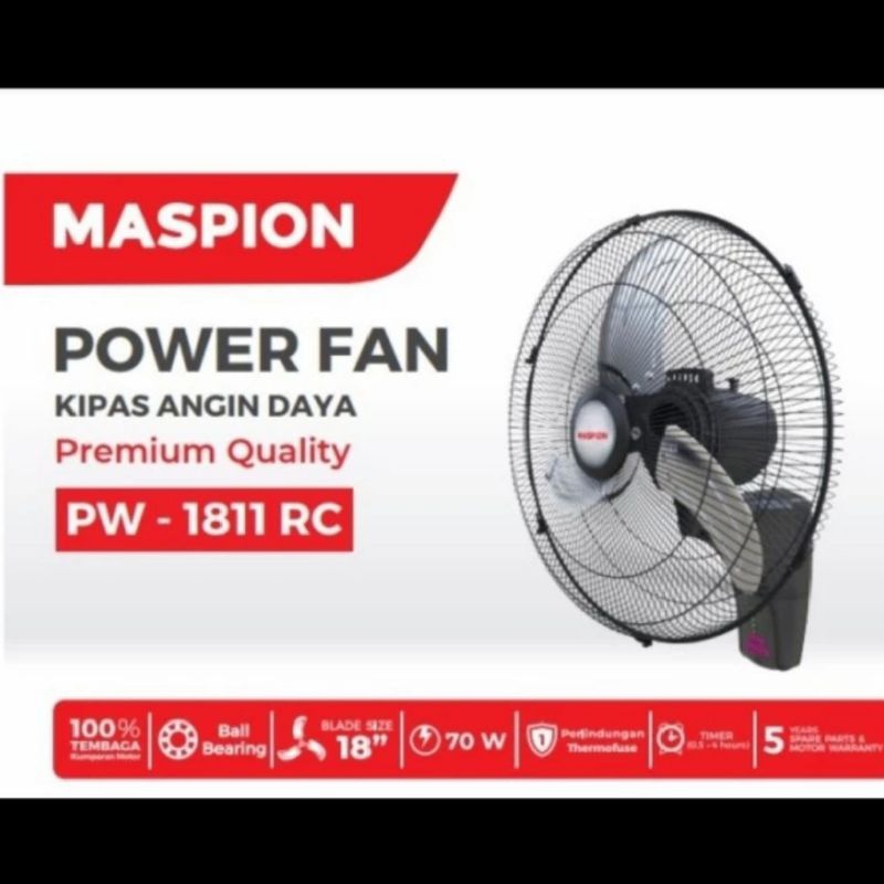 Kipas Angin Maspion PW-1811RC 18 inch / Wall Fan / Kipas Angin Dindinf Maspion PW 1811 RC