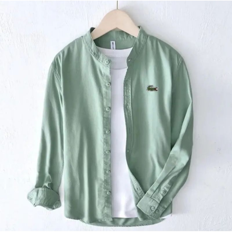 kemeja pria lengan panjang kerah Shanghai