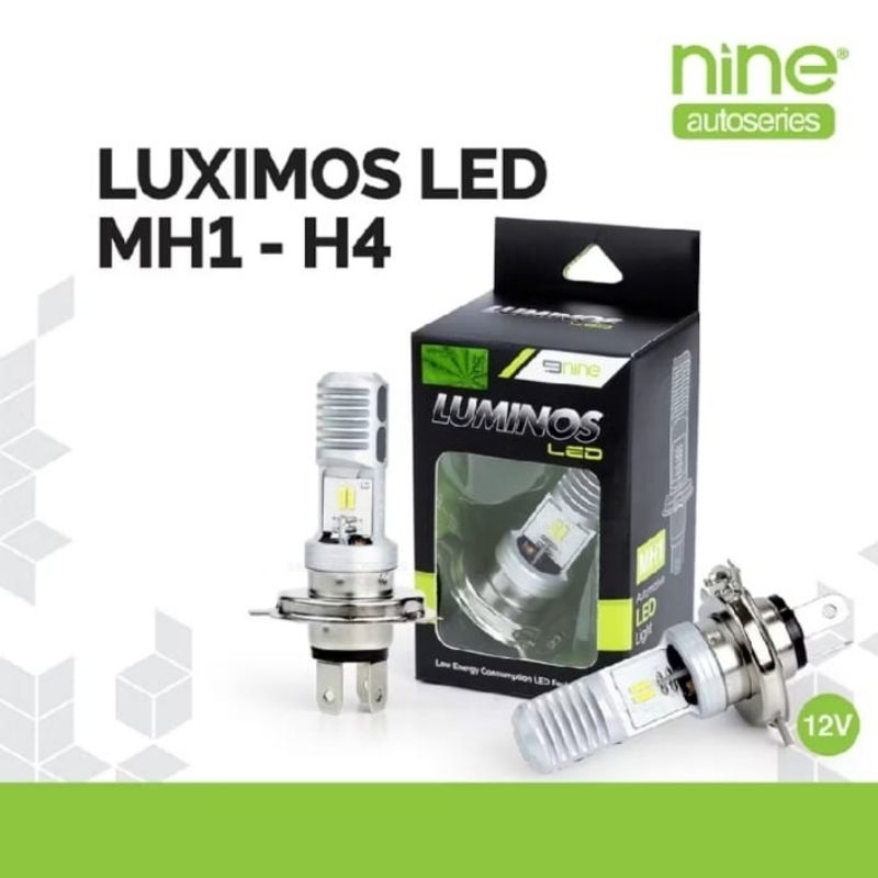 ORIGINAL LUXIMOS NINE LAMPU DEPAN MOTOR H4-MH1 15 WATT AC/DC 8V-72V CHIP LED CSP 12 MATA LED LAMPU U