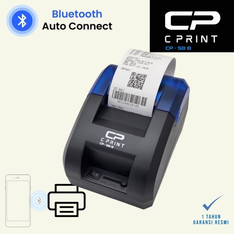 COD . Original Printer thermal /  Printer Bluetooth thermal kasir 58mm CP-58B wireless Garansi 1 tah