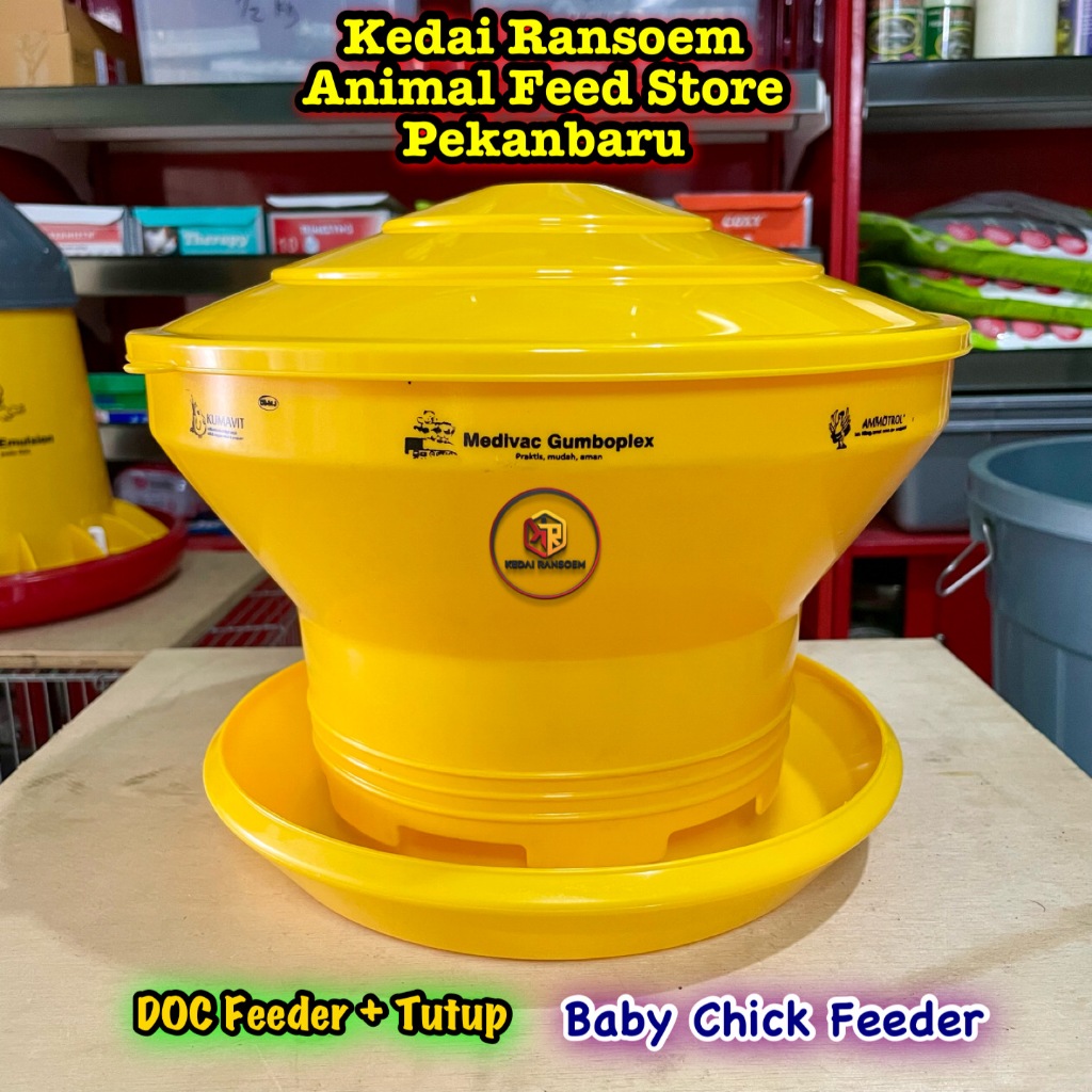 DOC Feeder Tempat Pakan Anak Ayam + Tutup - Baby Chick Feeder