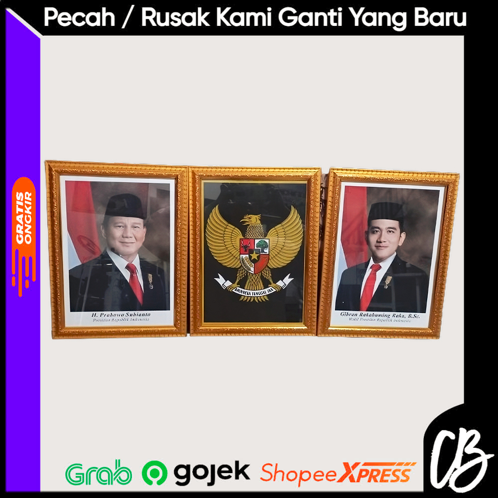 Bingkai kaca +foto presiden/wakil presiden/Garuda
