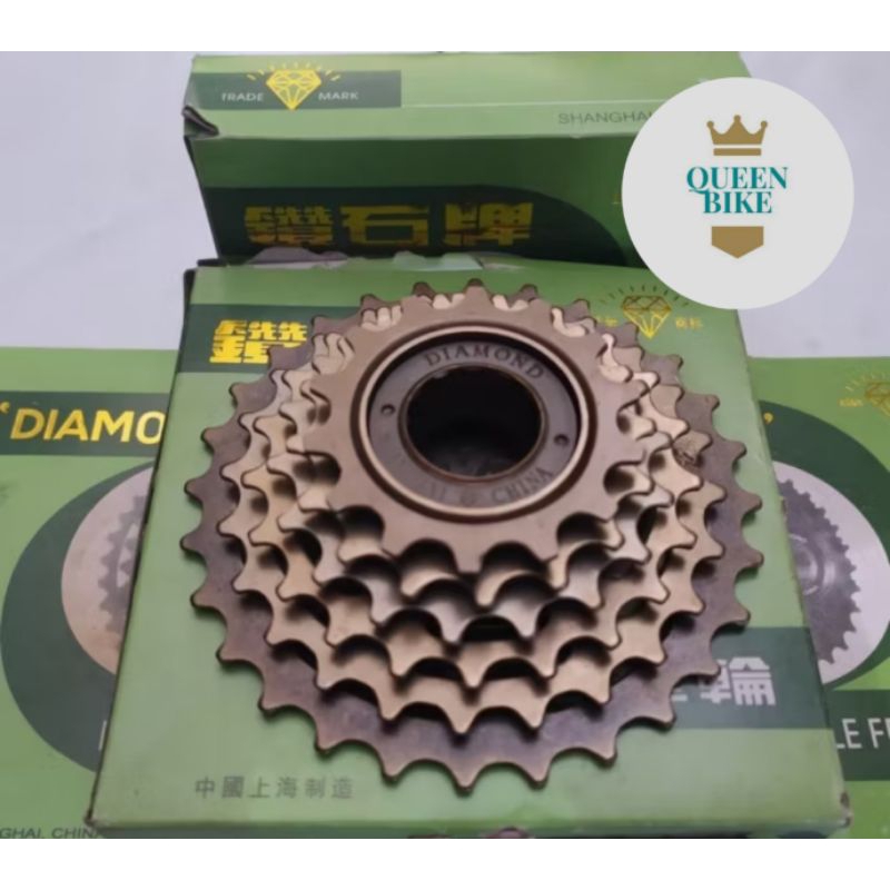 Freewheel Sproket Sepeda Gir Ger Susun Tumpuk Sepeda 6 Speed 14t-28t Drat Ulir DIAMOND
