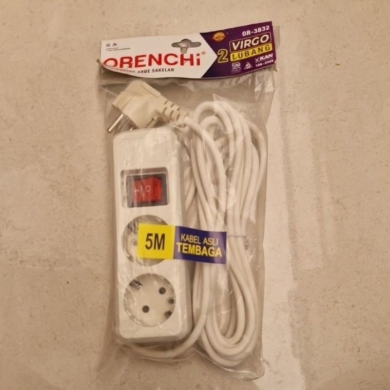 ORENCHI STOP KONTAK KABEL SAKLAR 5 METER 2 LUBANG