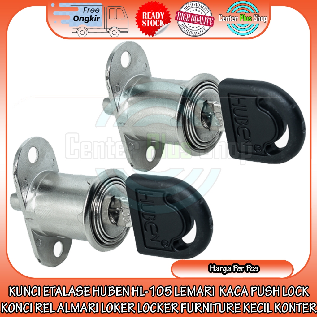 Kunci Etalase Huben HL-105 Lemari Kaca Push Lock Konci Rel Almari Loker Locker Furniture Kecil Konte