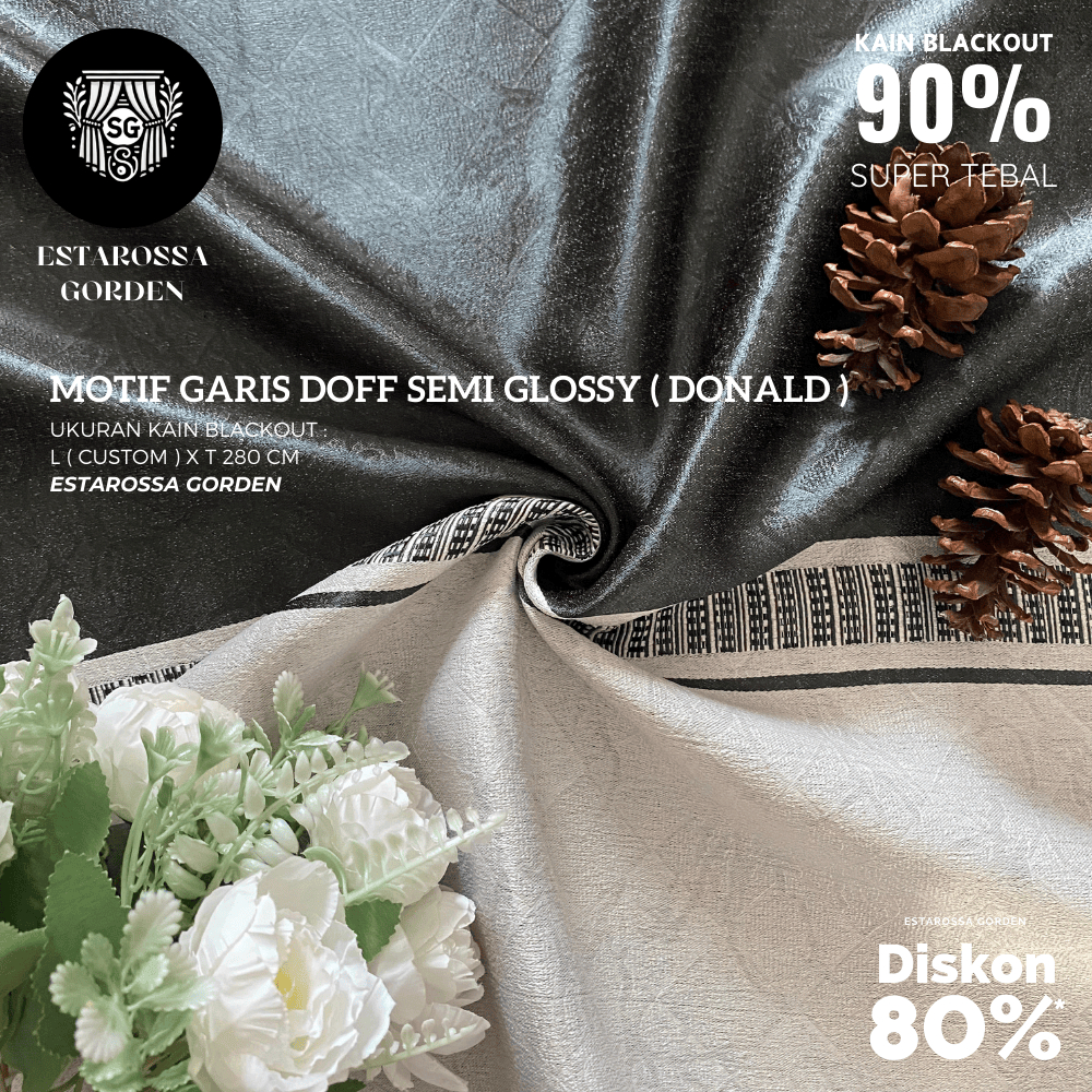 KAIN GORDEN BLACKOUT POLOS METERAN CUSTOM MOTIF GARIS DOFF SEMI GLOSSY ( KAIN BLACKOUT 85% - 95% - K