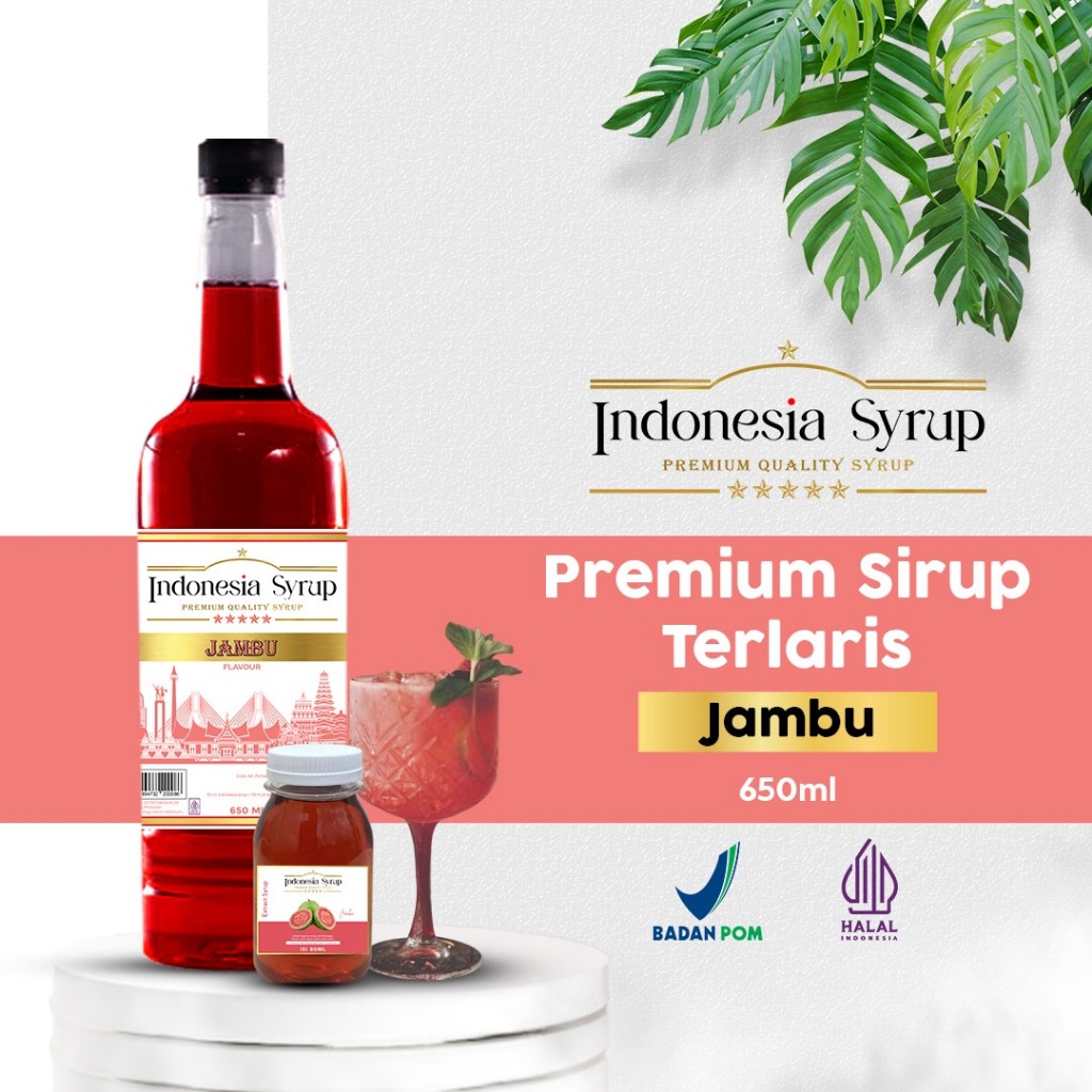 

Sirup Premium Rasa Jambu Minuman Sirop Flavoured Syrup Halal BPOM 650 ml Indonesia Syrup Omura Powder